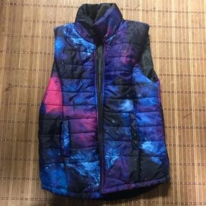 Galaxy print puffed winter vest